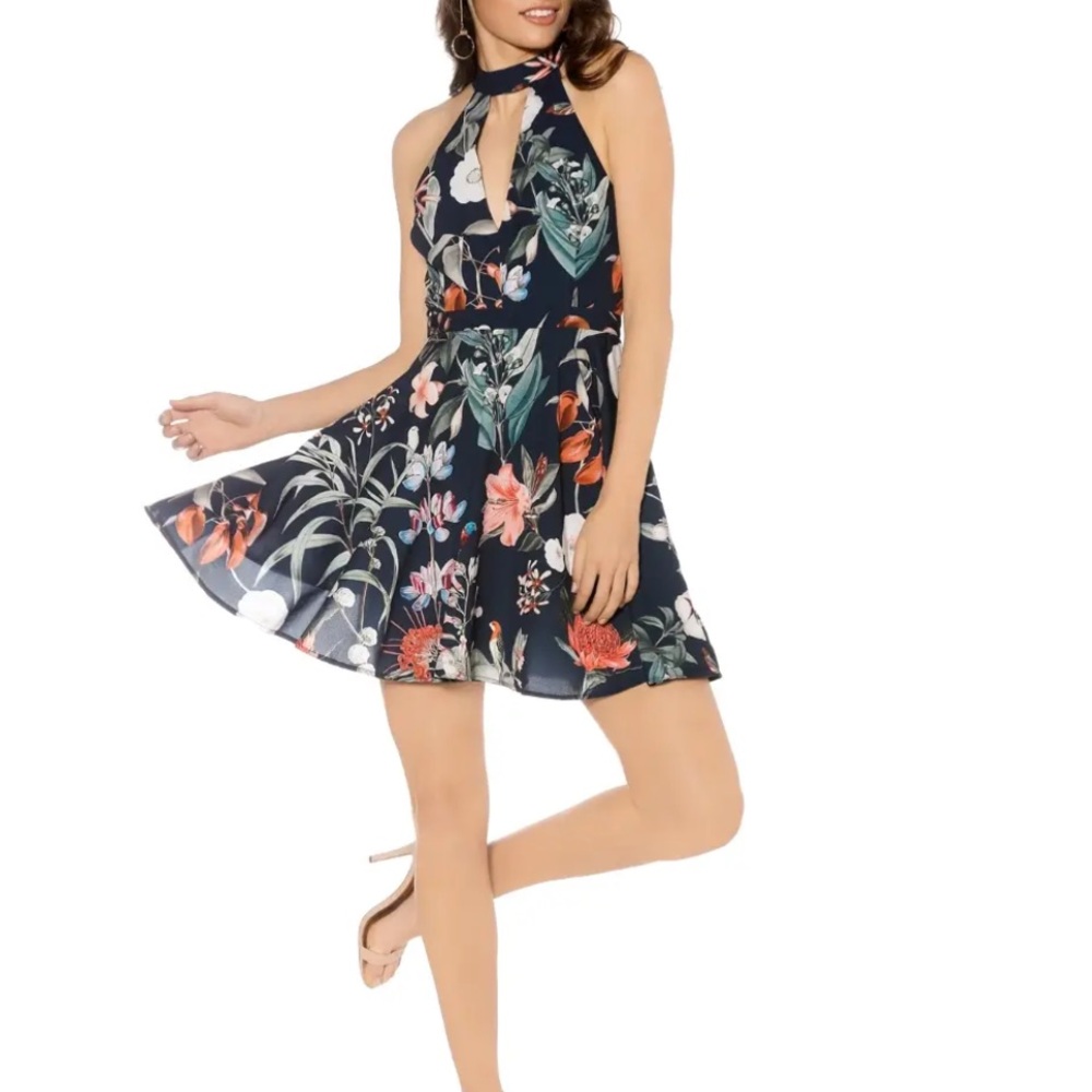 Stylestalker NWT Jasper Circle Floral Dress Keyhole Halter Size XS Multi-Color